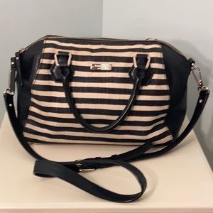 Kate Spade black striped satchel crossbody